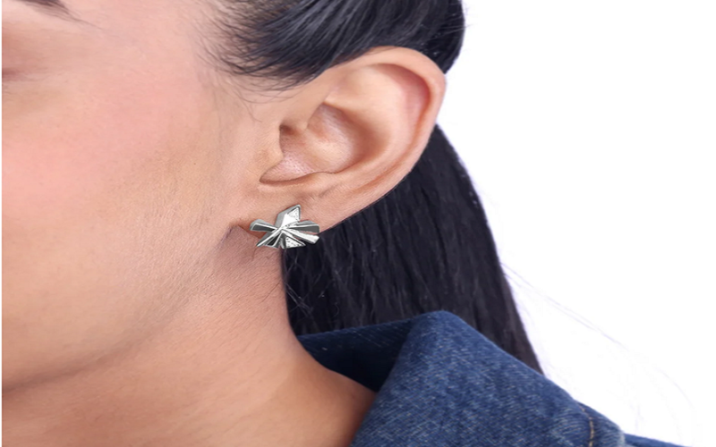 Shimmering Burst Silver Studs